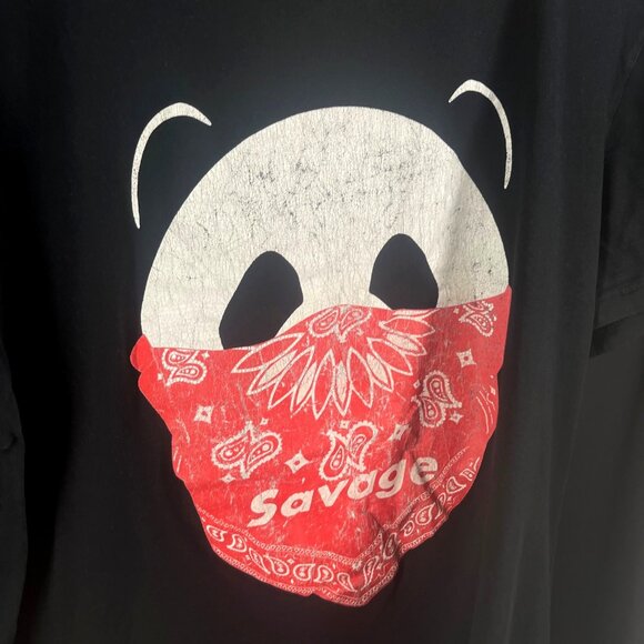 Local Notoriety Large Black T-Shirt Savage Panda Bandana Graphic - Picture 2 of 5